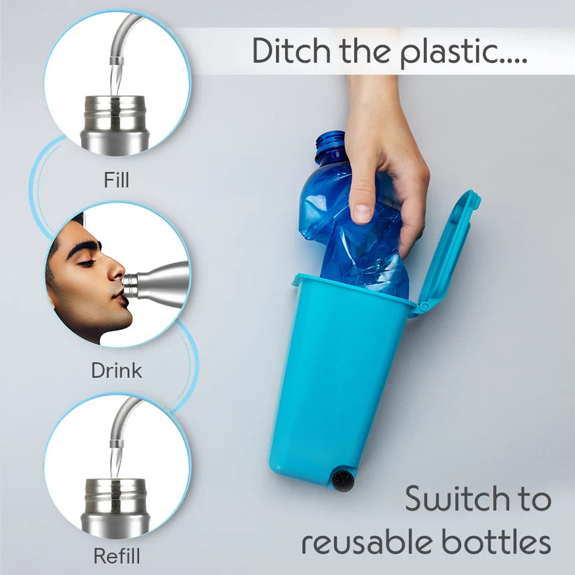 Borosil Bolt Single Wall Stainless Steel Bottle 1L