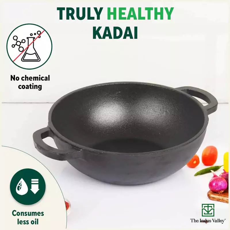 The Indus Valley CASTrong Cast Iron Kadai 25.4 cm – 2.3L