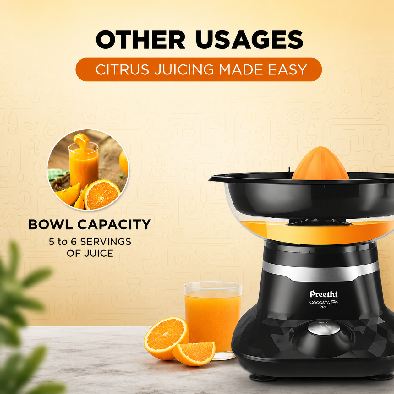 Preethi Cocosta Pro KP002 Coconut Scraper & Citrus Juicer – 100W