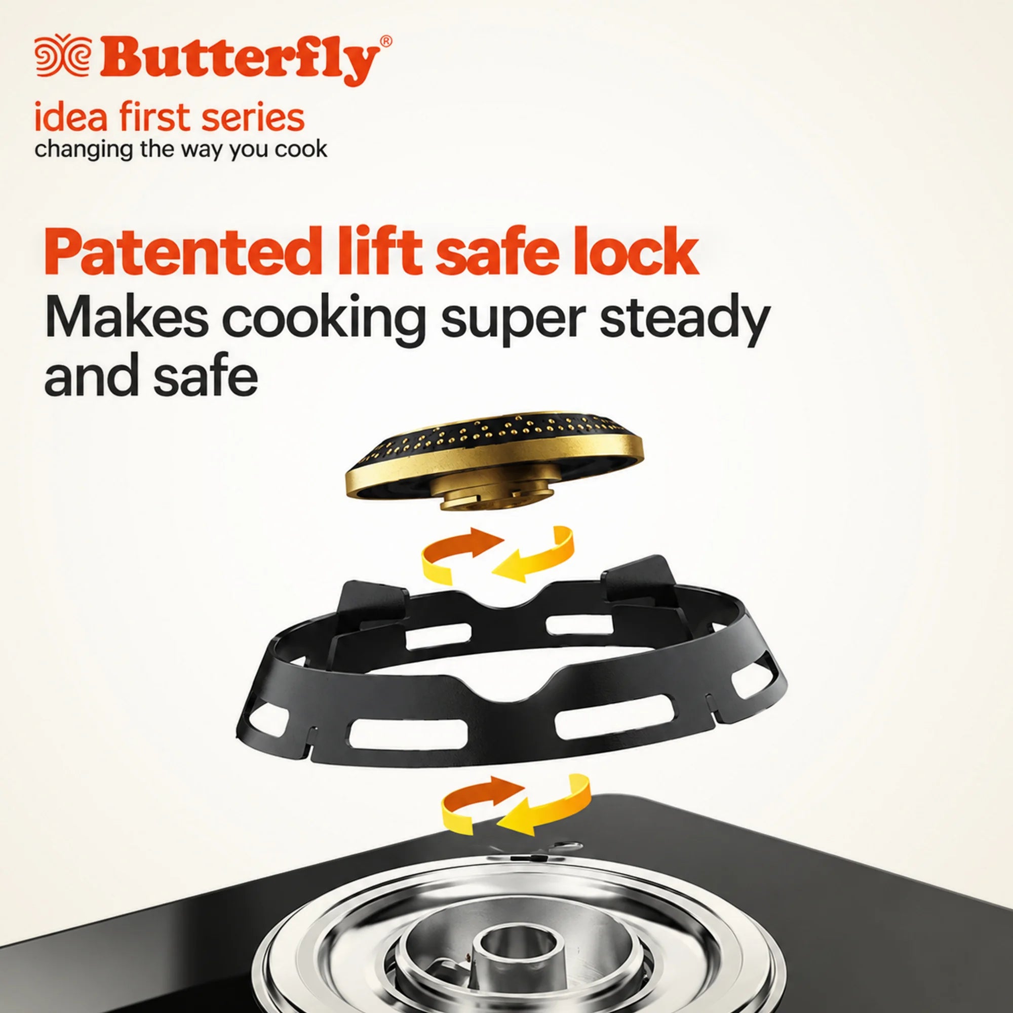 Butterfly Renz 3 Burner 3 Star Glass Top Gas Stove – Black