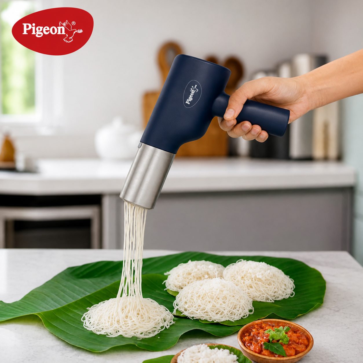 Pigeon Electric Rechargeable Idiyappam Maker with 13 Moulds