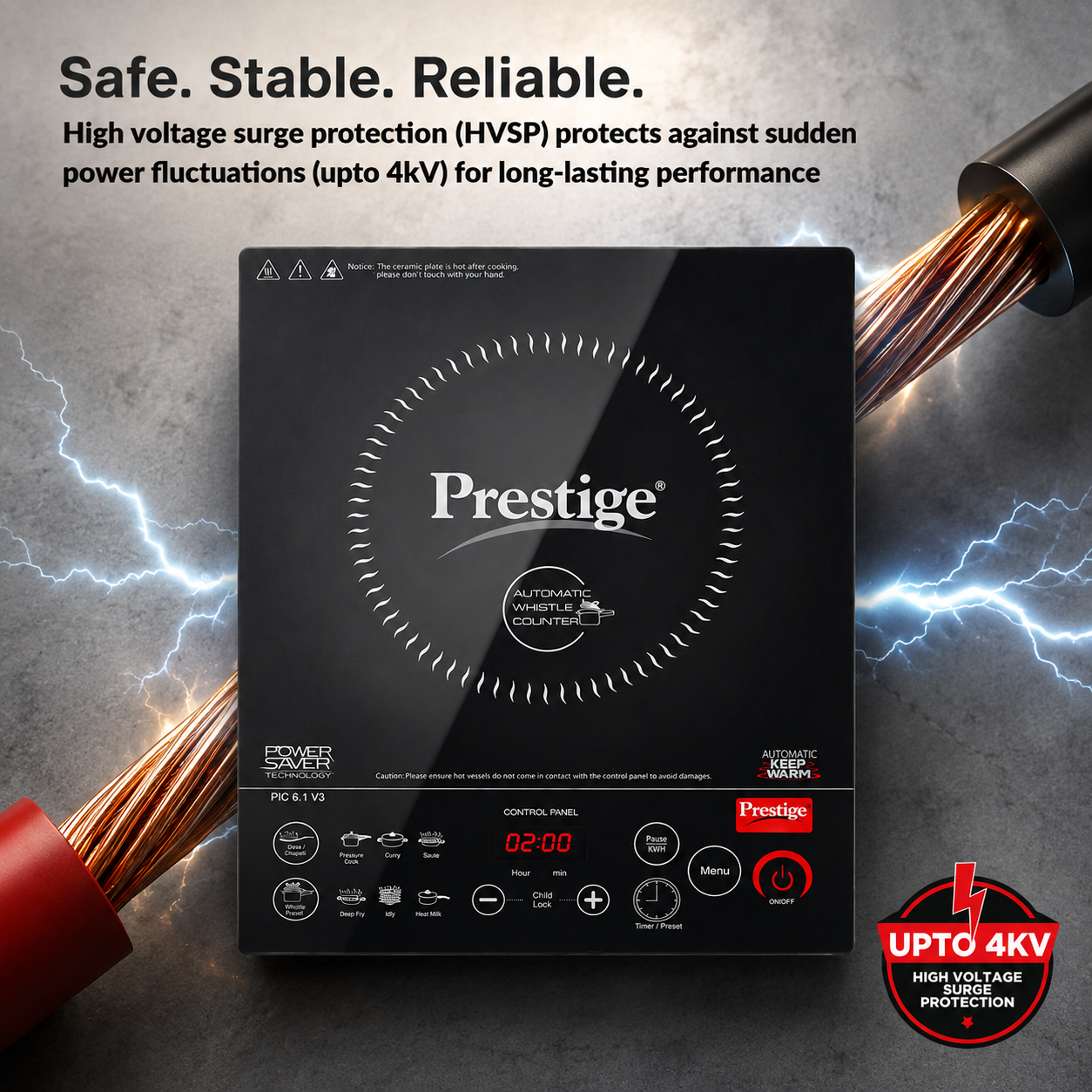 Prestige PIC 20 1600W Induction Cooktop with Indian Menu Options