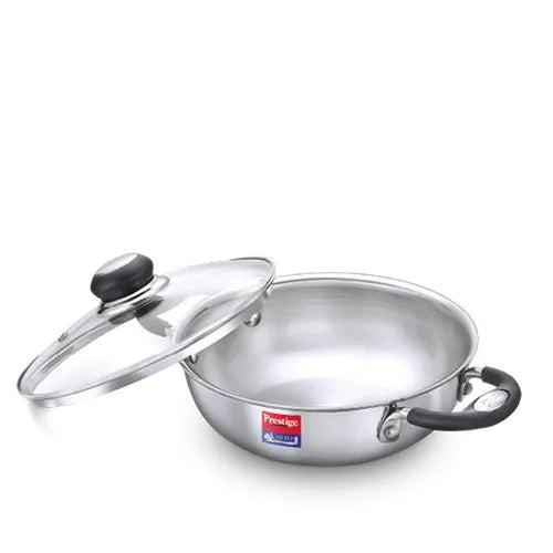 Prestige Tri Ply Splendor Stainless Steel Kadai with Glass Lid – 20 cm / 1.6 L