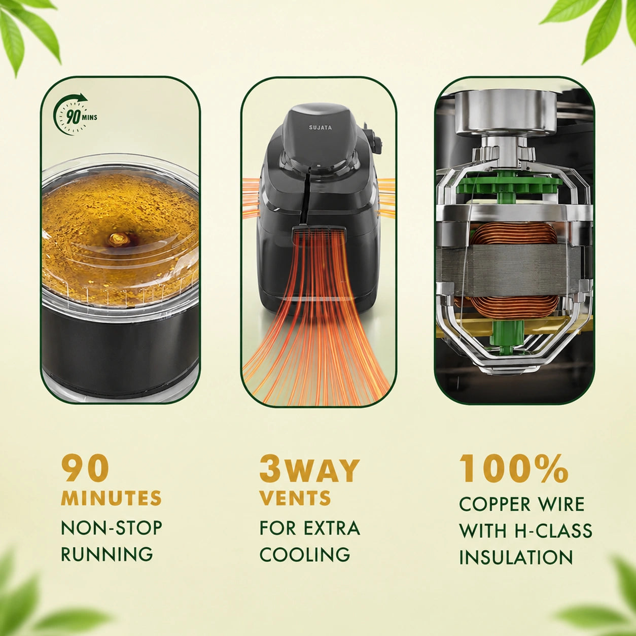 Sujata MG03 Mixer Grinder – 1000W with 4 Jars & Coconut Milk Extractor