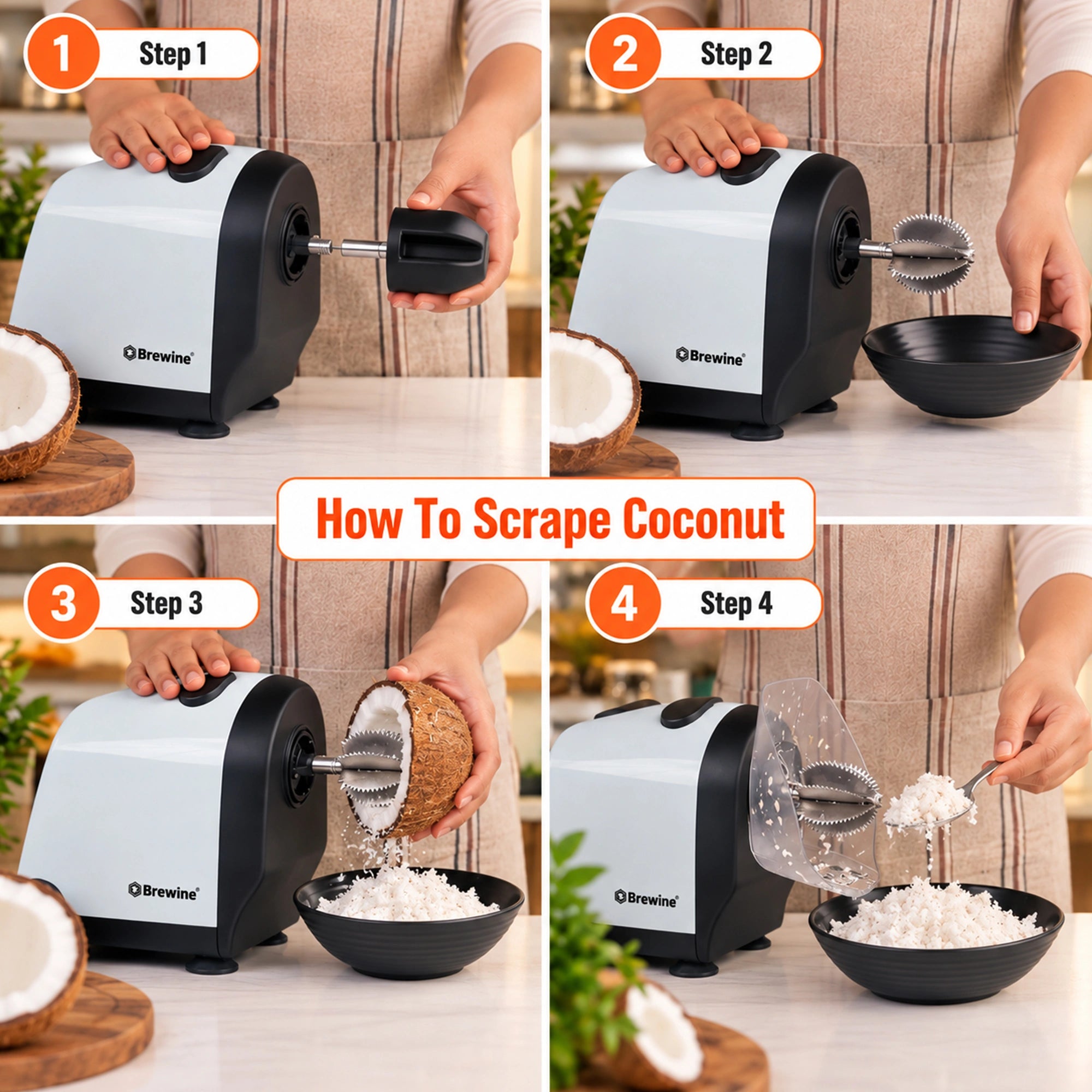 Brewine Coconut Scraper & Citrus Press 2-in-1 | 200W