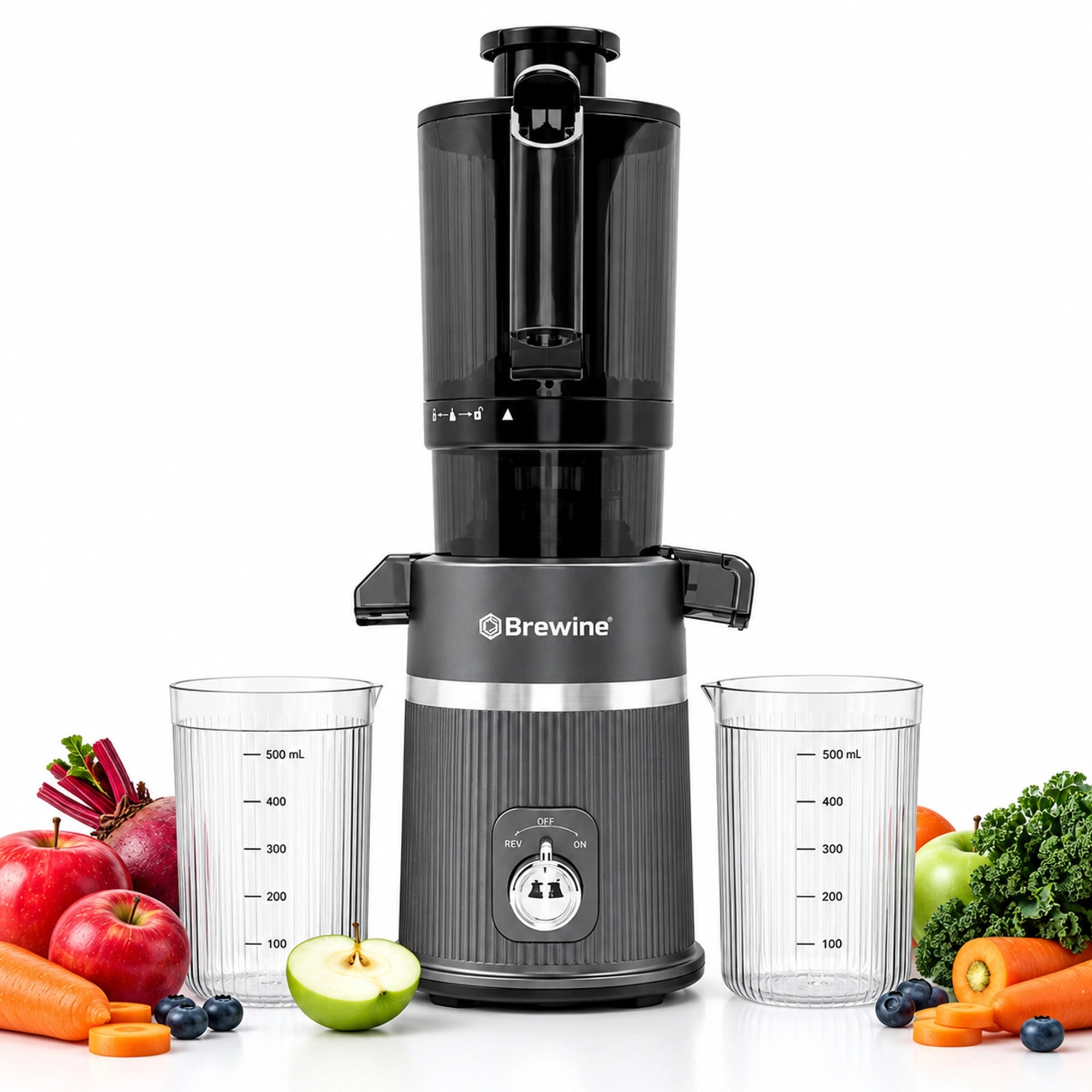 Brewine Cold Press Slow Juicer | 60 RPM & Reverse Function