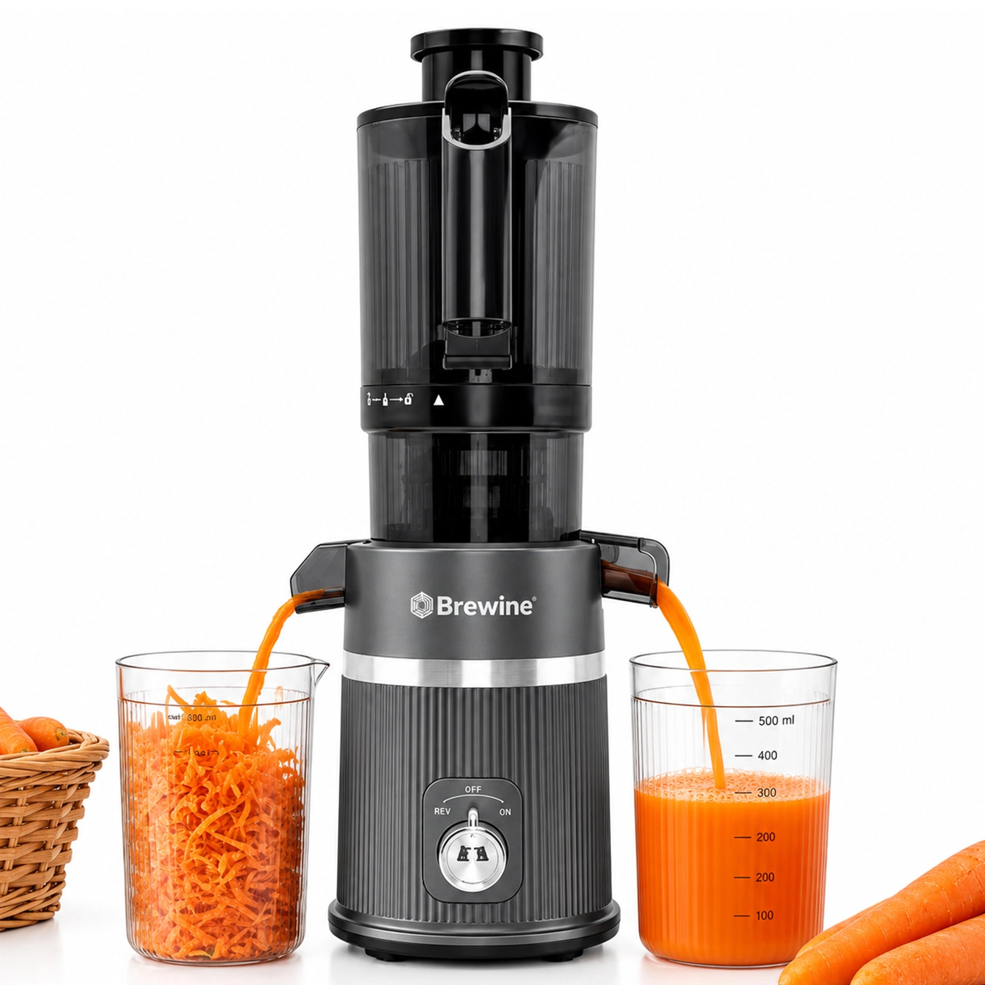Brewine Cold Press Slow Juicer | 60 RPM & Reverse Function