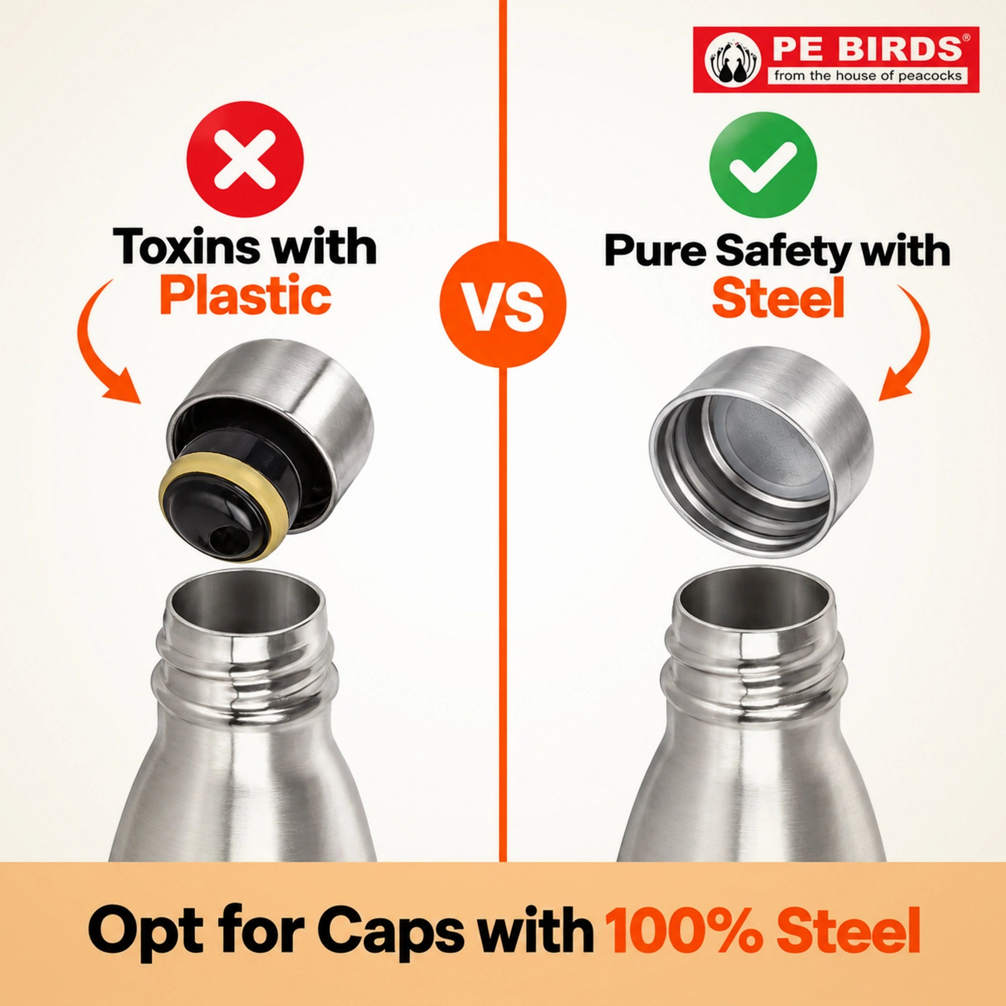 PE BIRDS Cola Vacuum Flask | Steel Cap Double Wall Flask