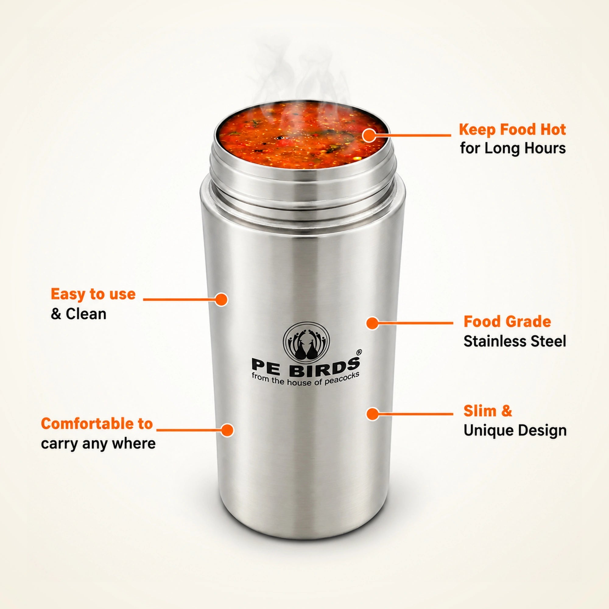 PE BIRDS Flow Sambar Jar | Available in 3 Sizes – 180ml, 220ml & 300ml