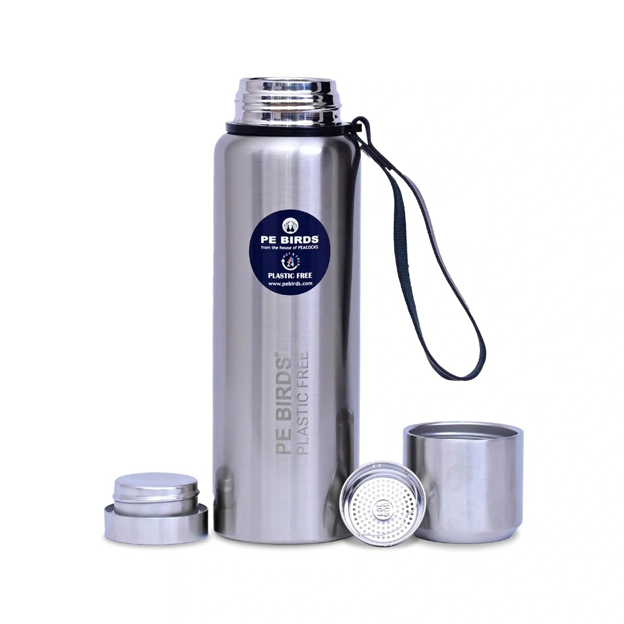 PE BIRDS Steel O Steel Vacuum Flask | Steel Lid & Double Wall