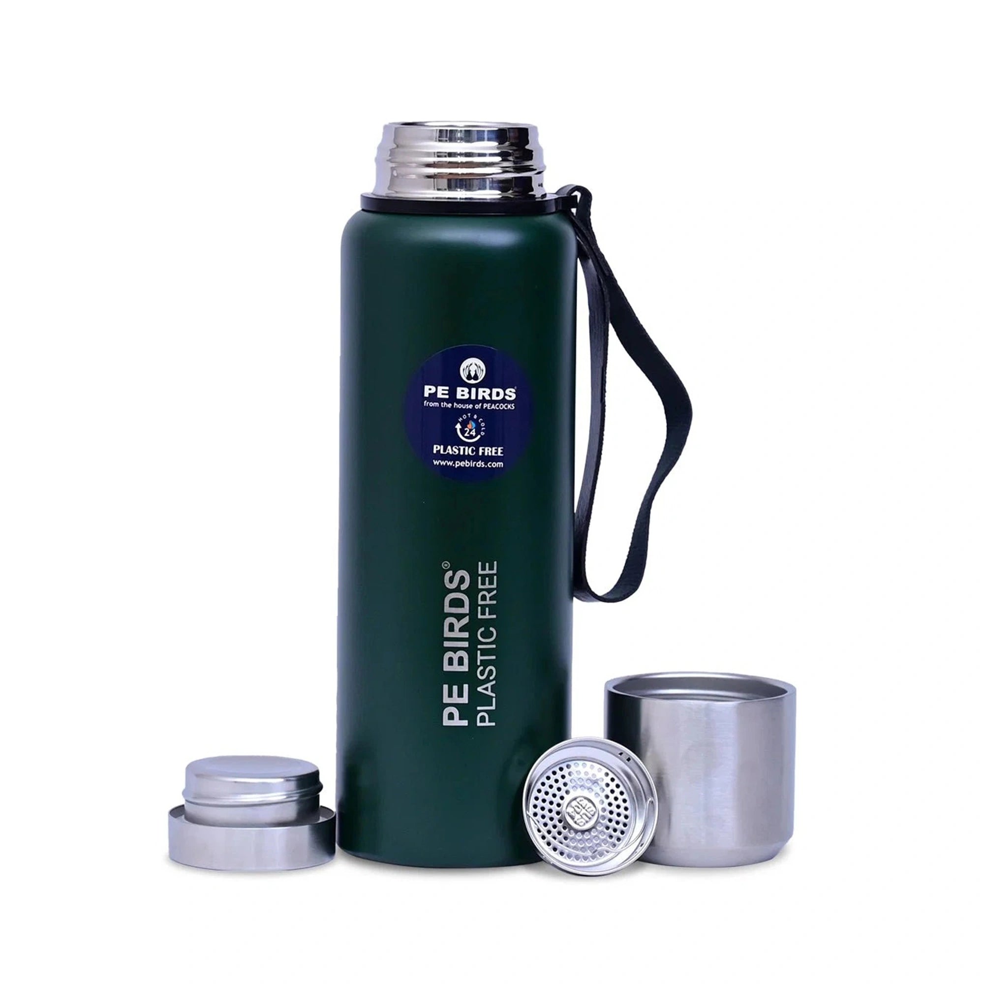 PE BIRDS Steel O Steel Vacuum Flask | Steel Lid & Double Wall