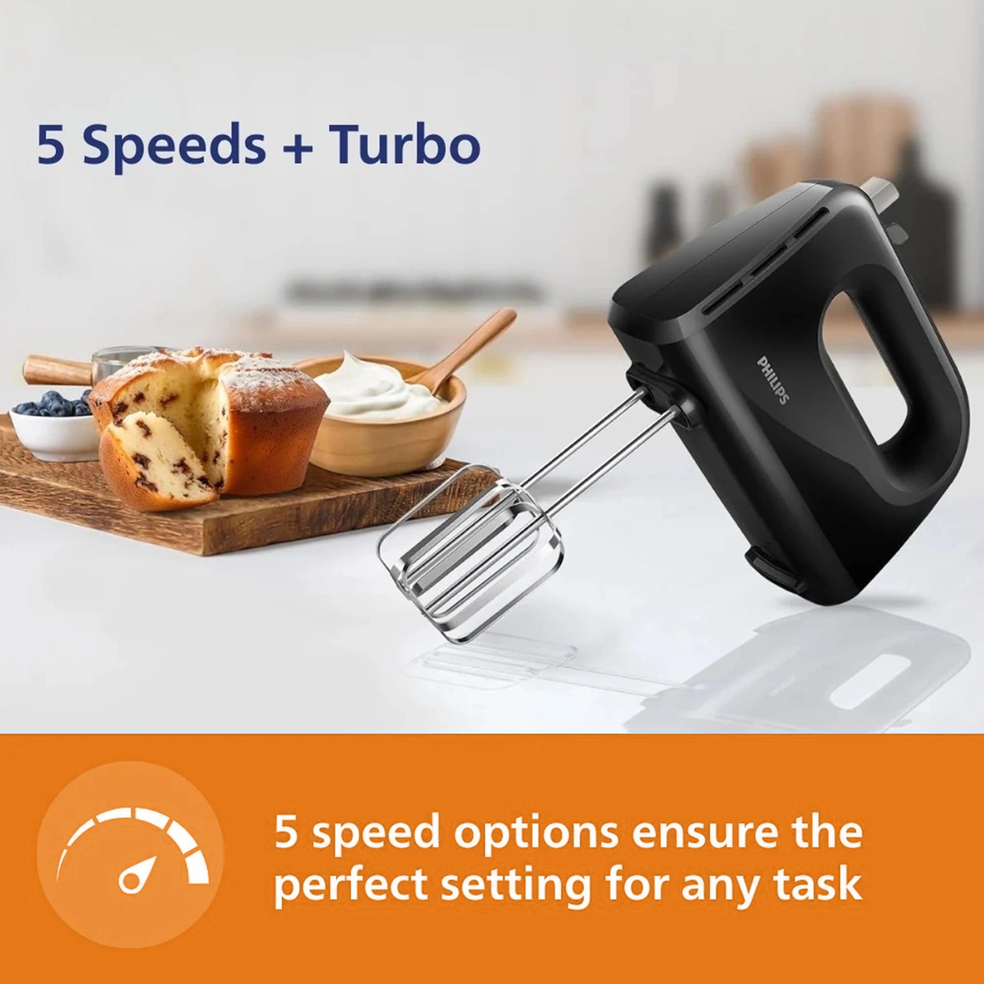 Philips HR3705/10 300W Hand Mixer | 5 Speeds + Turbo