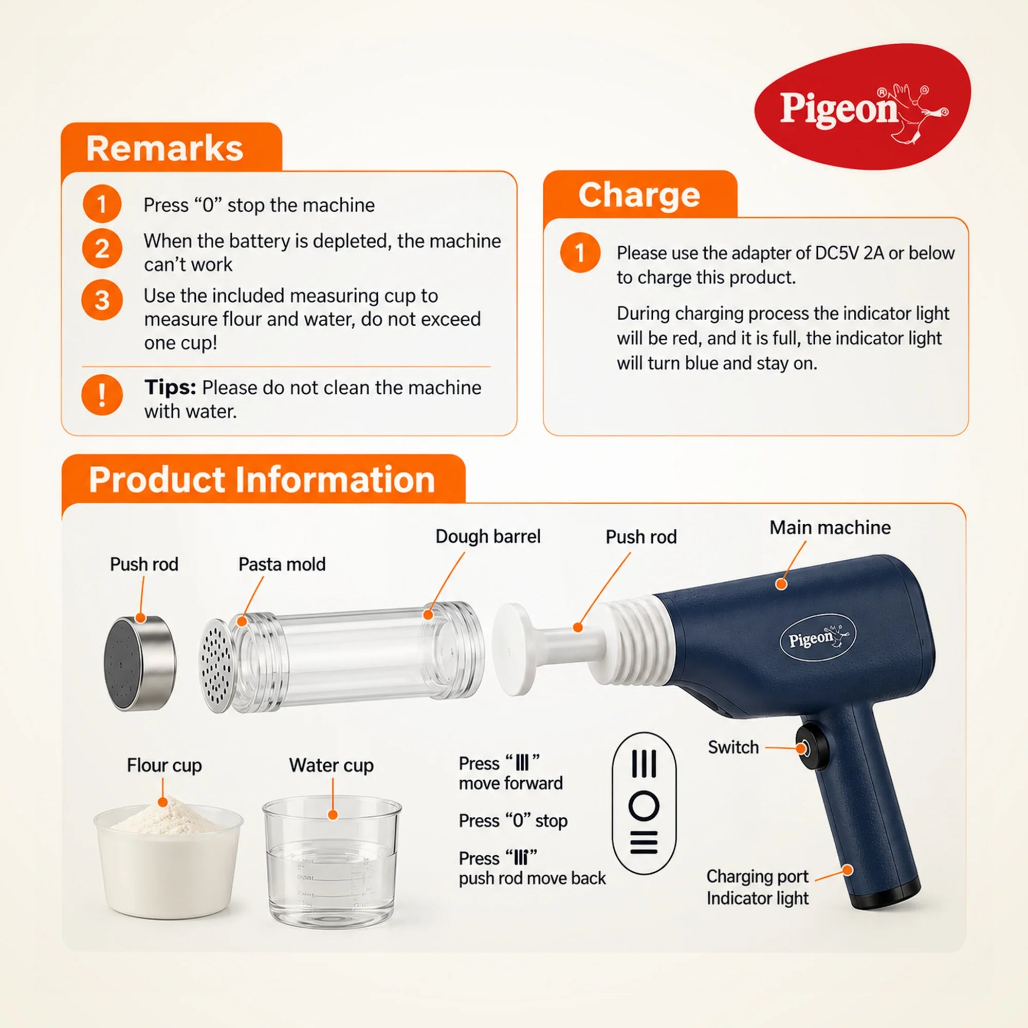 Pigeon Electric Rechargeable Idiyappam Machine | 13 Moulds