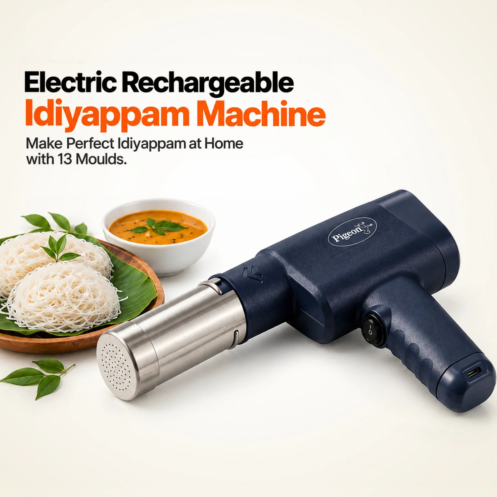Pigeon Electric Rechargeable Idiyappam Machine | 13 Moulds