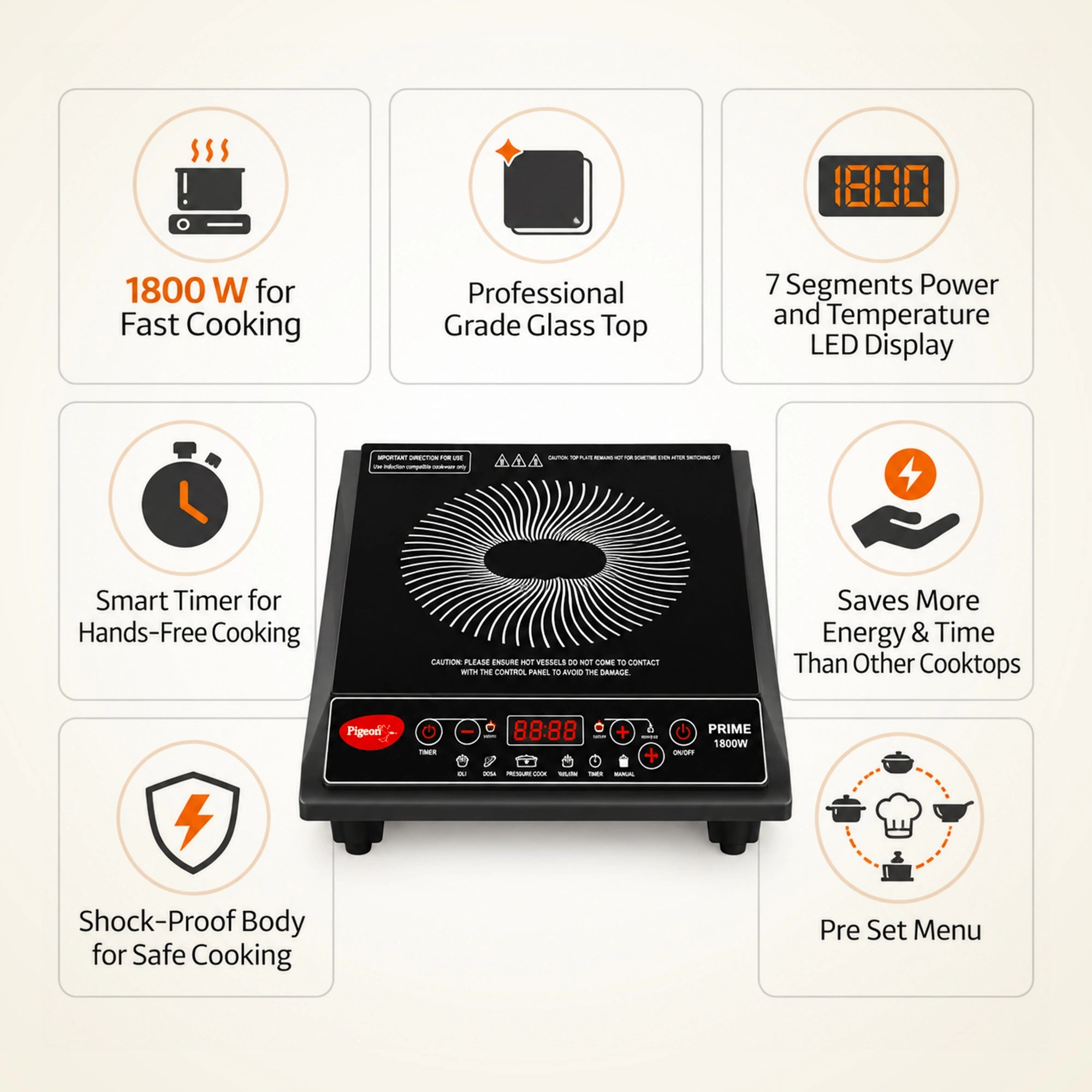 Pigeon Prime 1800W Induction Cooktop | Buy Online
