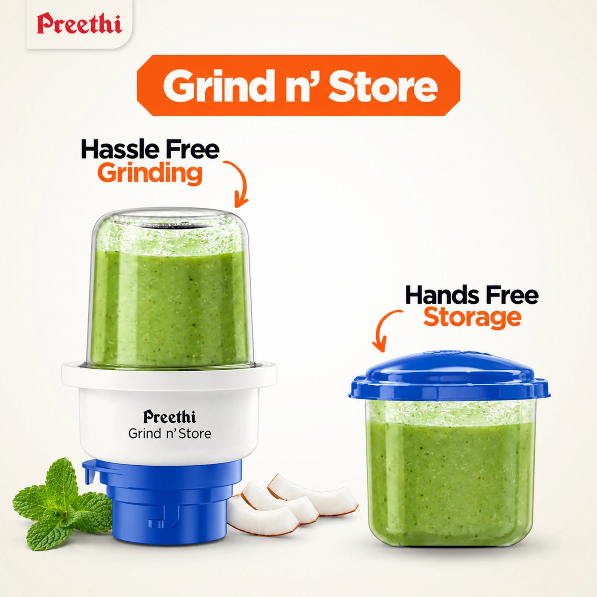 Preethi Blue Leaf Platinum 5.0 750W Mixer Grinder | 4 Jars