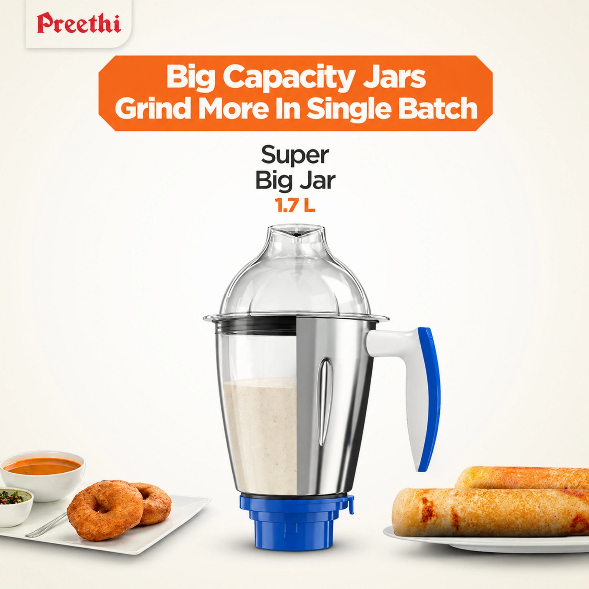 Preethi Blue Leaf Platinum 5.0 750W Mixer Grinder | 4 Jars