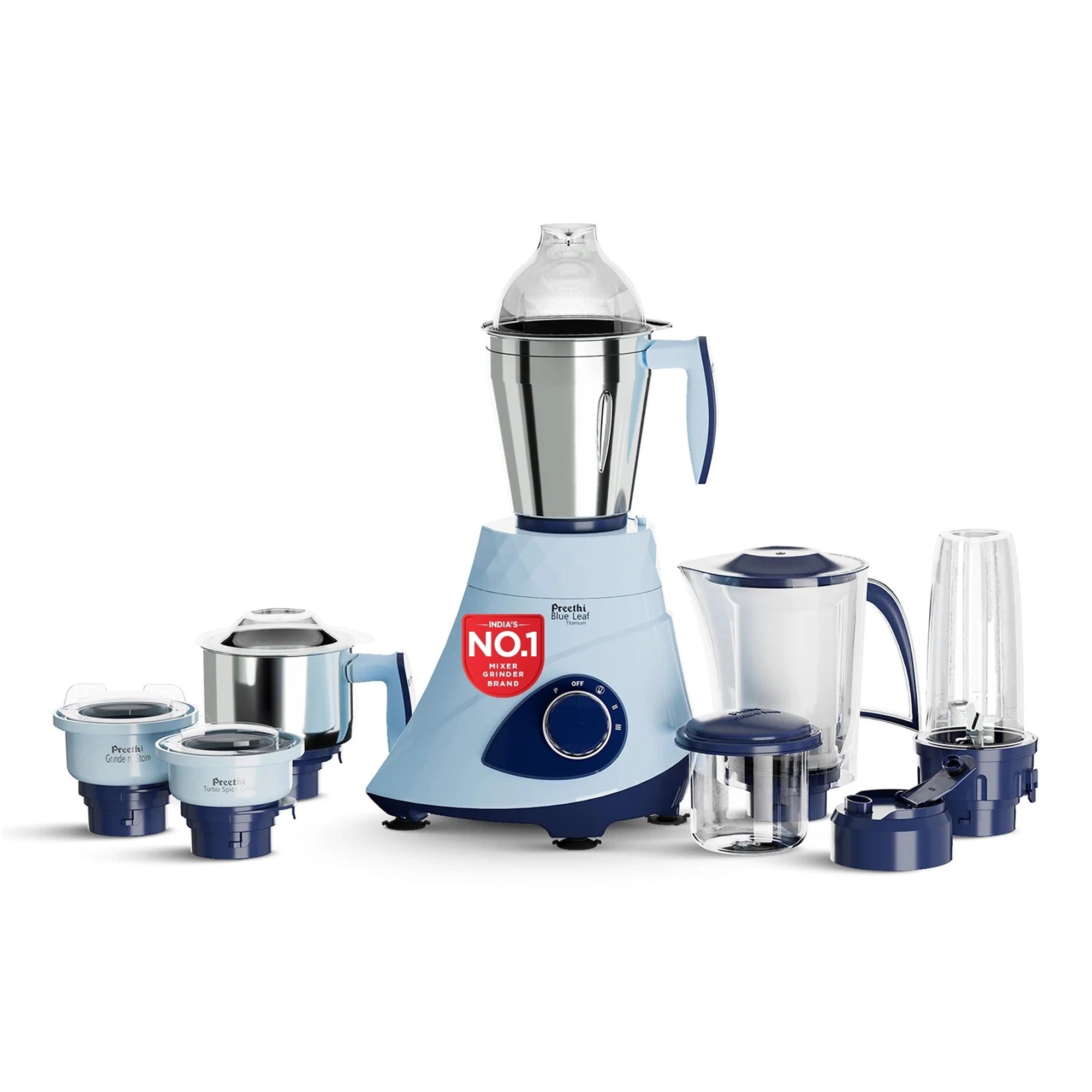 Preethi Blue Leaf Titanium 15.0 1000W Mixer Grinder | MG-281