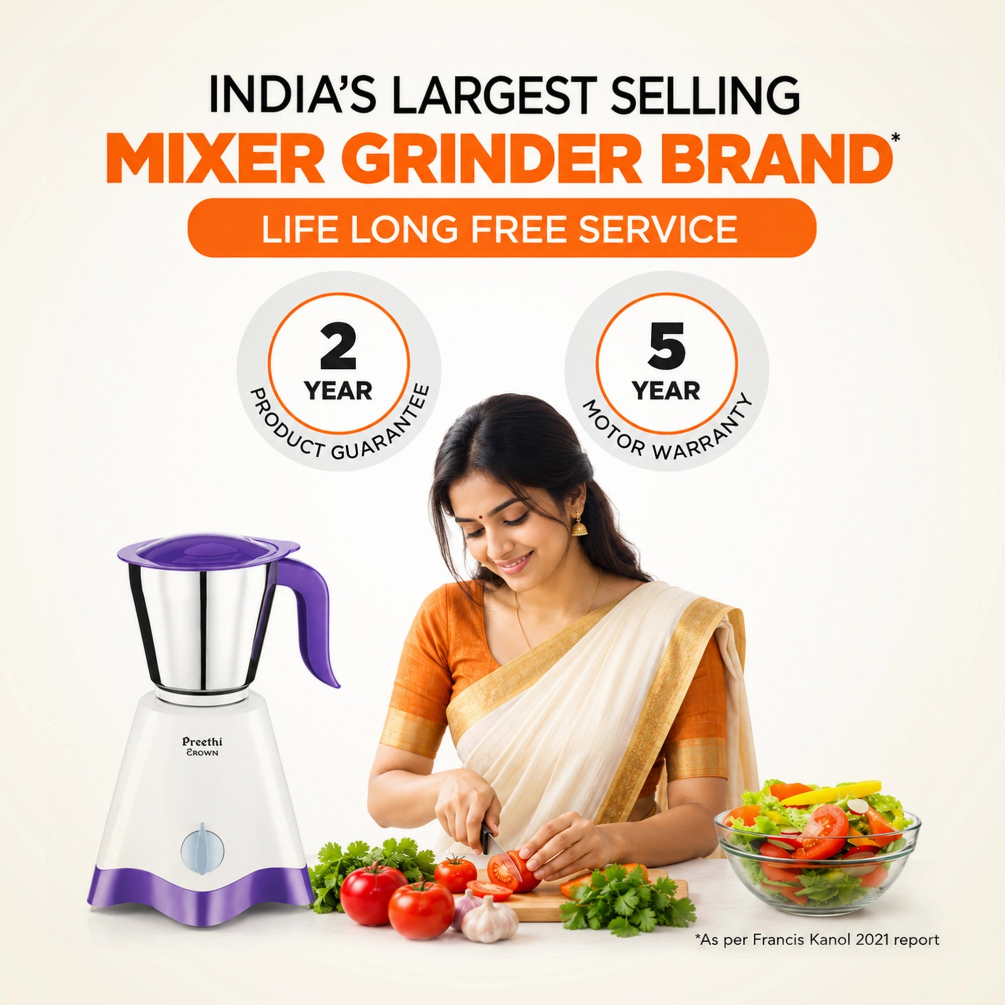 Preethi Crown MG205 500W Mixer Grinder | Eswaran Appliances