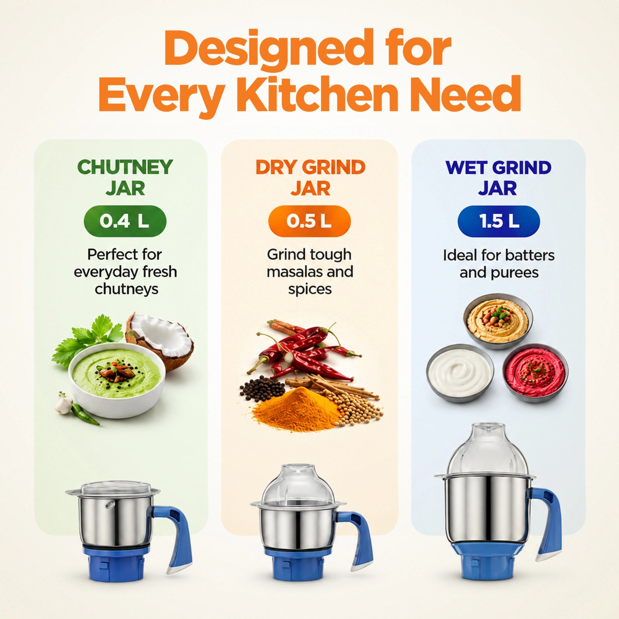 Preethi Blue Leaf Diamond 750W Mixer Grinder | 3 Jars