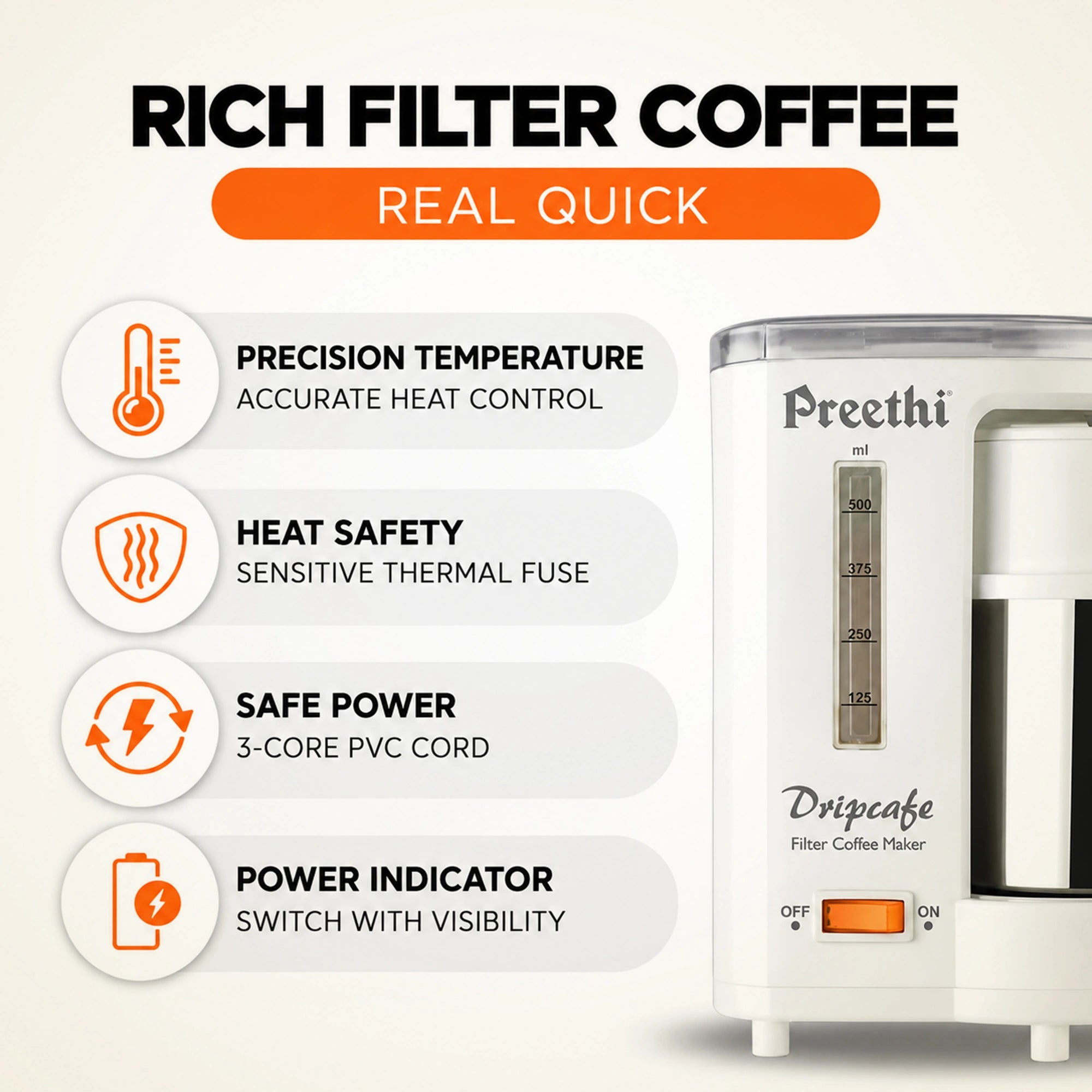Preethi Dripcafe CM 208 450W Coffee Maker | Eswaran Appliances