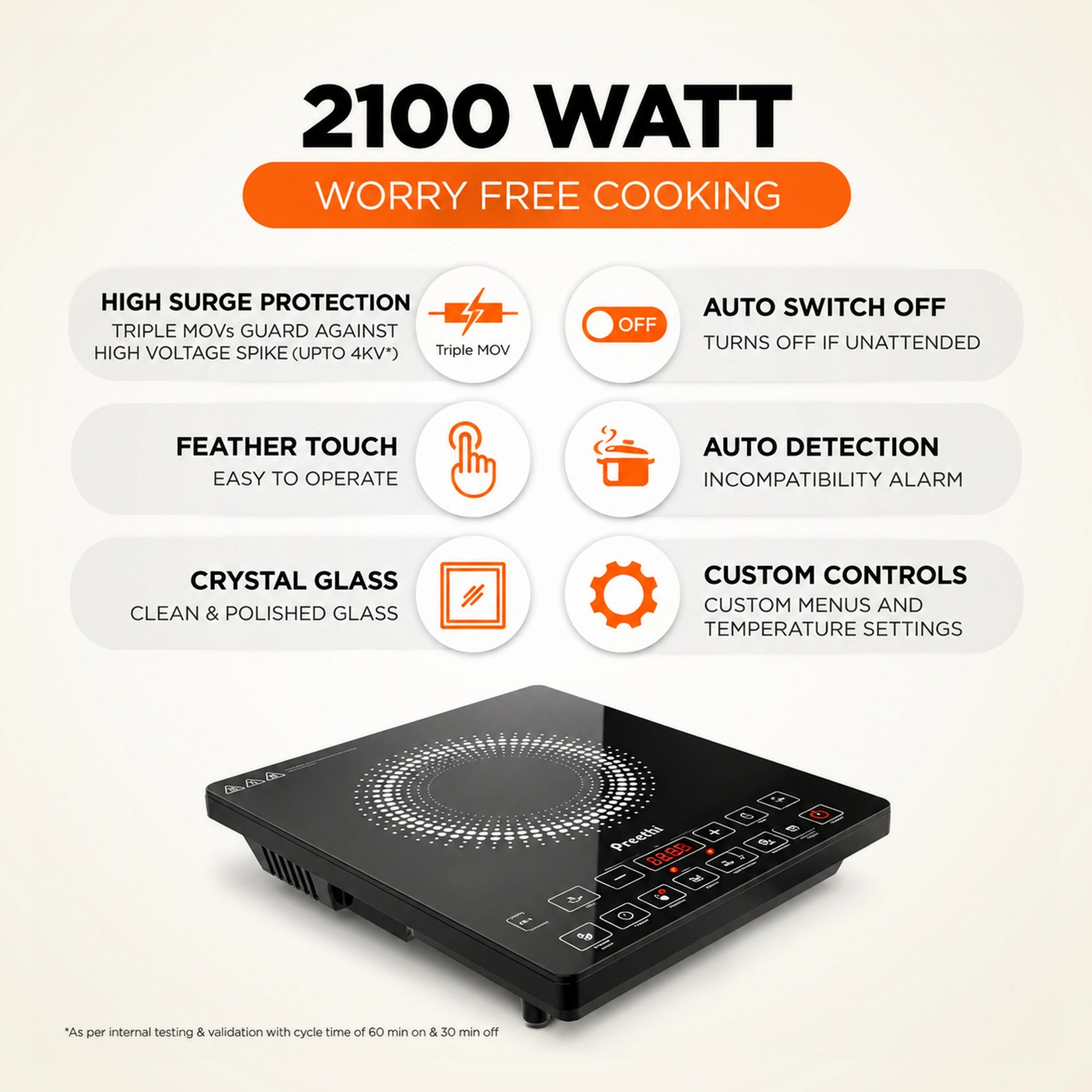 Preethi Indicook IC125 2100W Induction Cooktop  | Buy Online