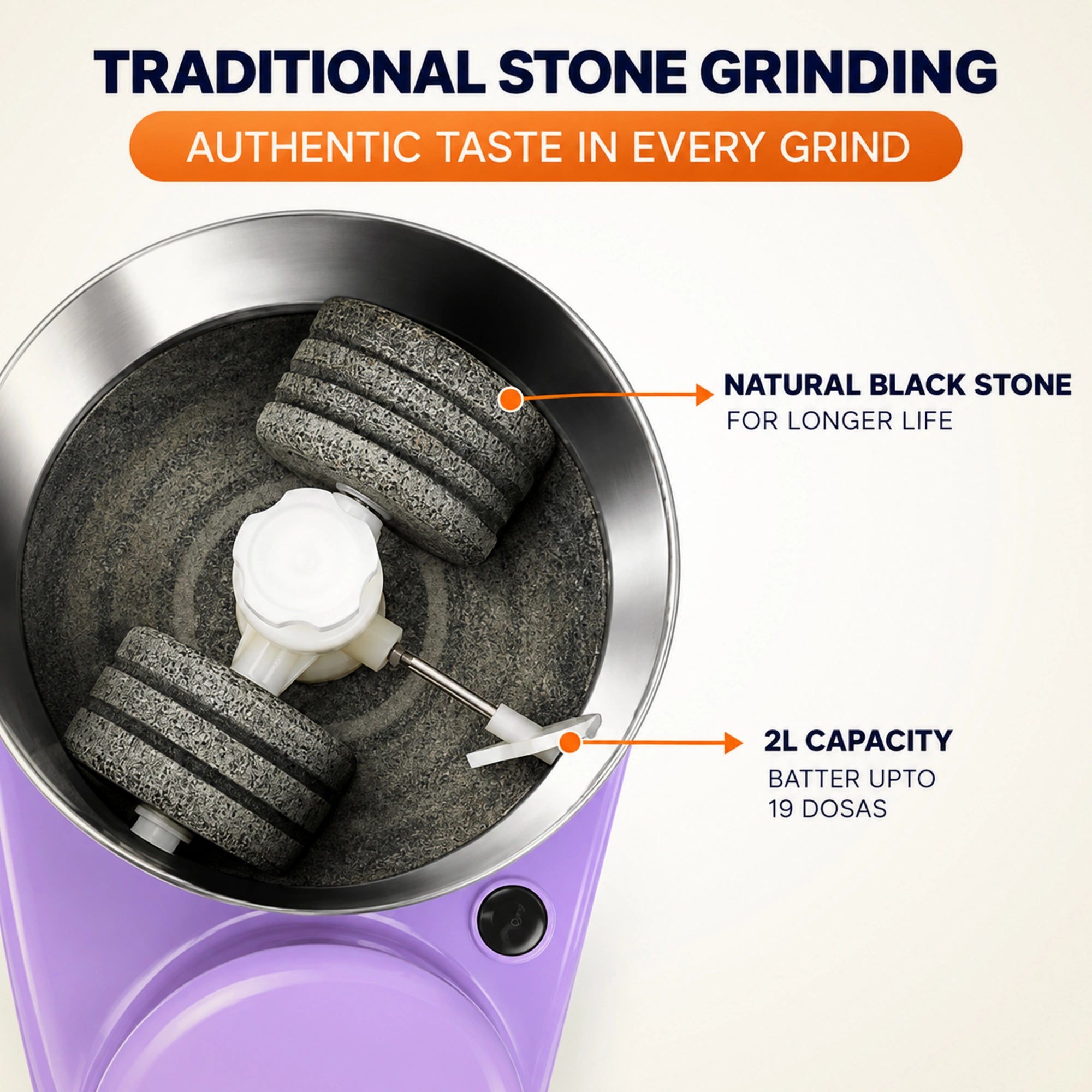 Preethi Lavender Grind 2L Wet Grinder 150W | WG 905