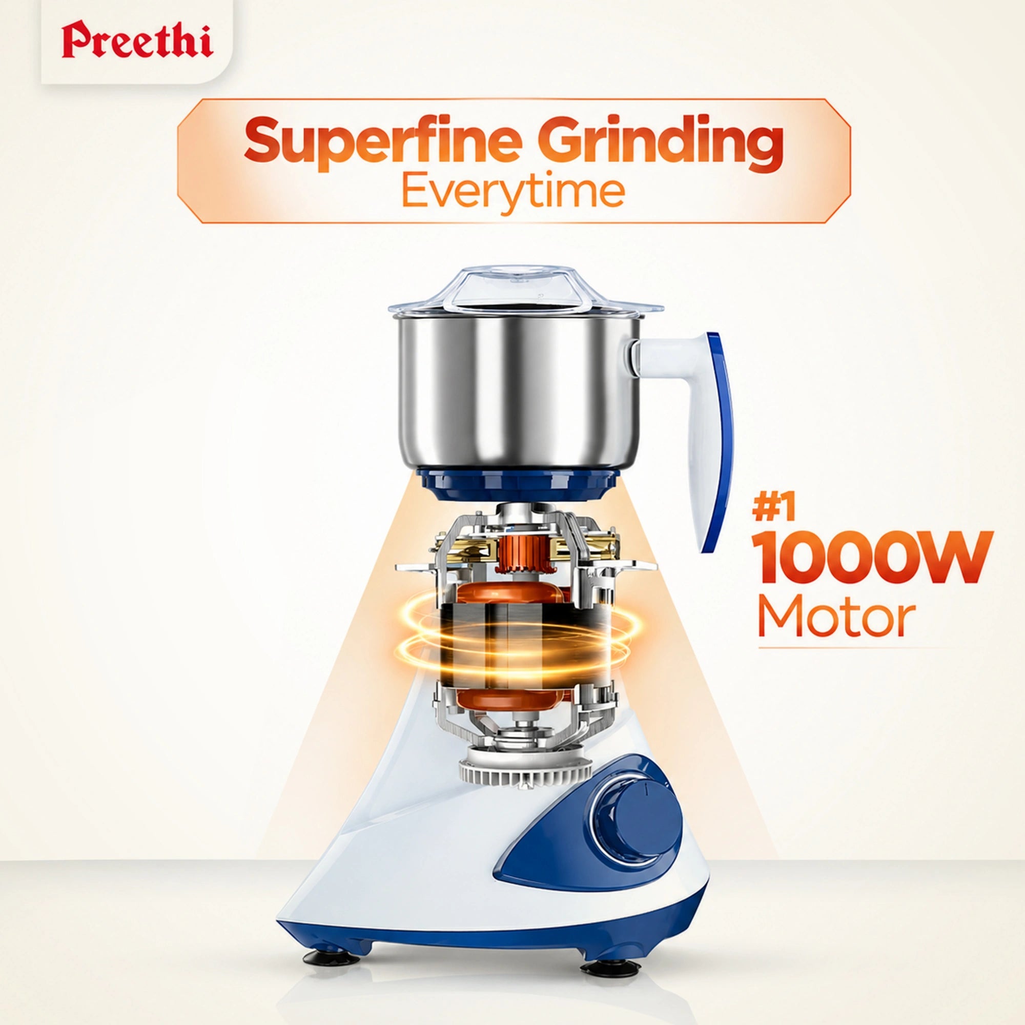 Preethi Blue Leaf Titanium 15.0 1000W Mixer Grinder | MG-281
