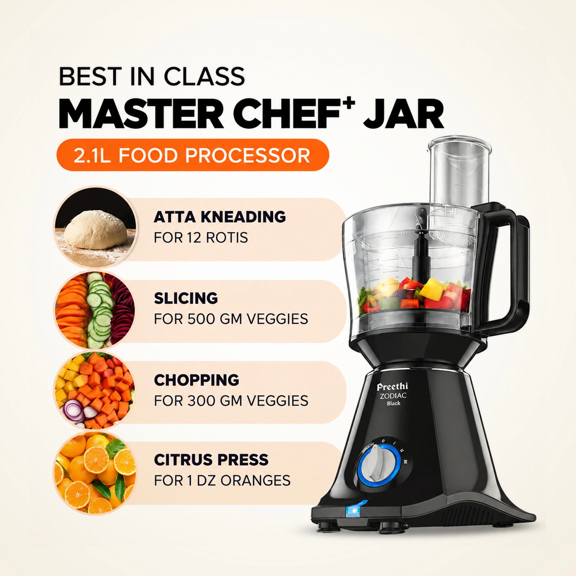 Preethi Zodiac Black MG261 750W Mixer Grinder | Eswaran Appliances