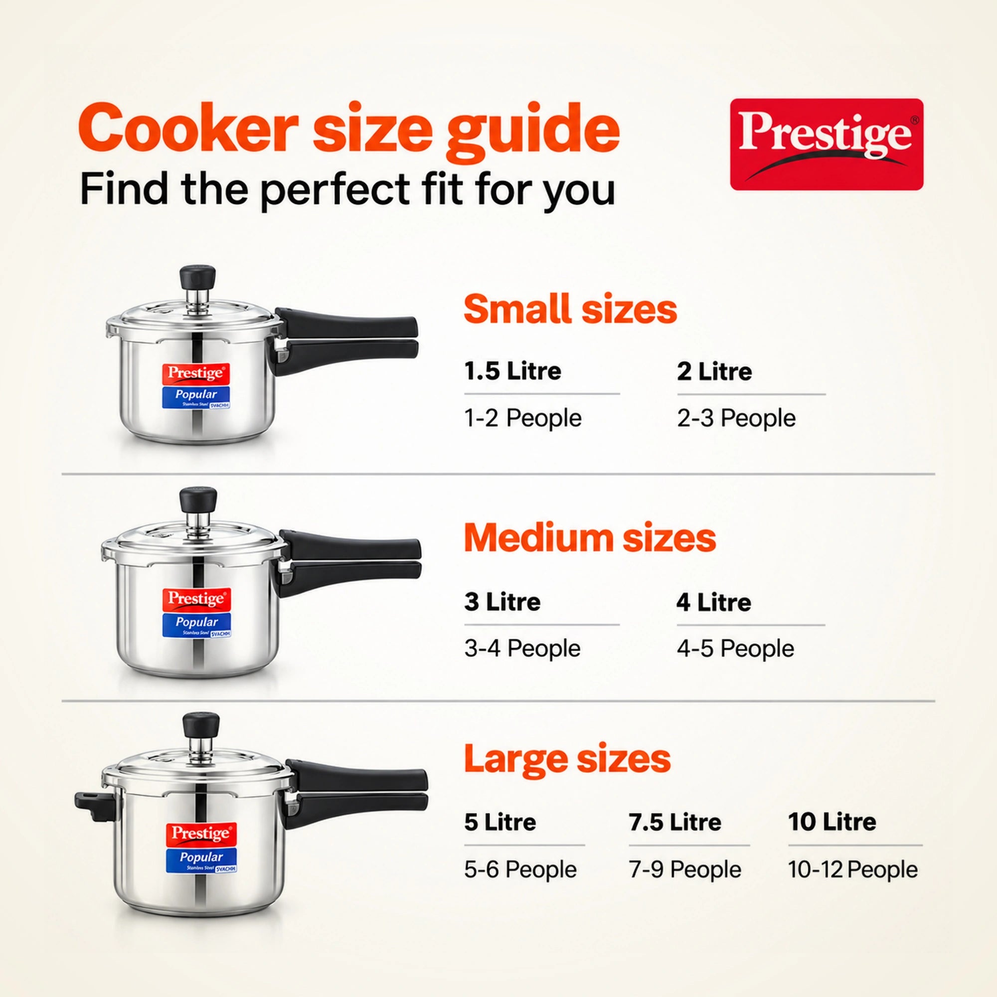 Prestige SS popular  3L Stainless Steel Pressure Cooker