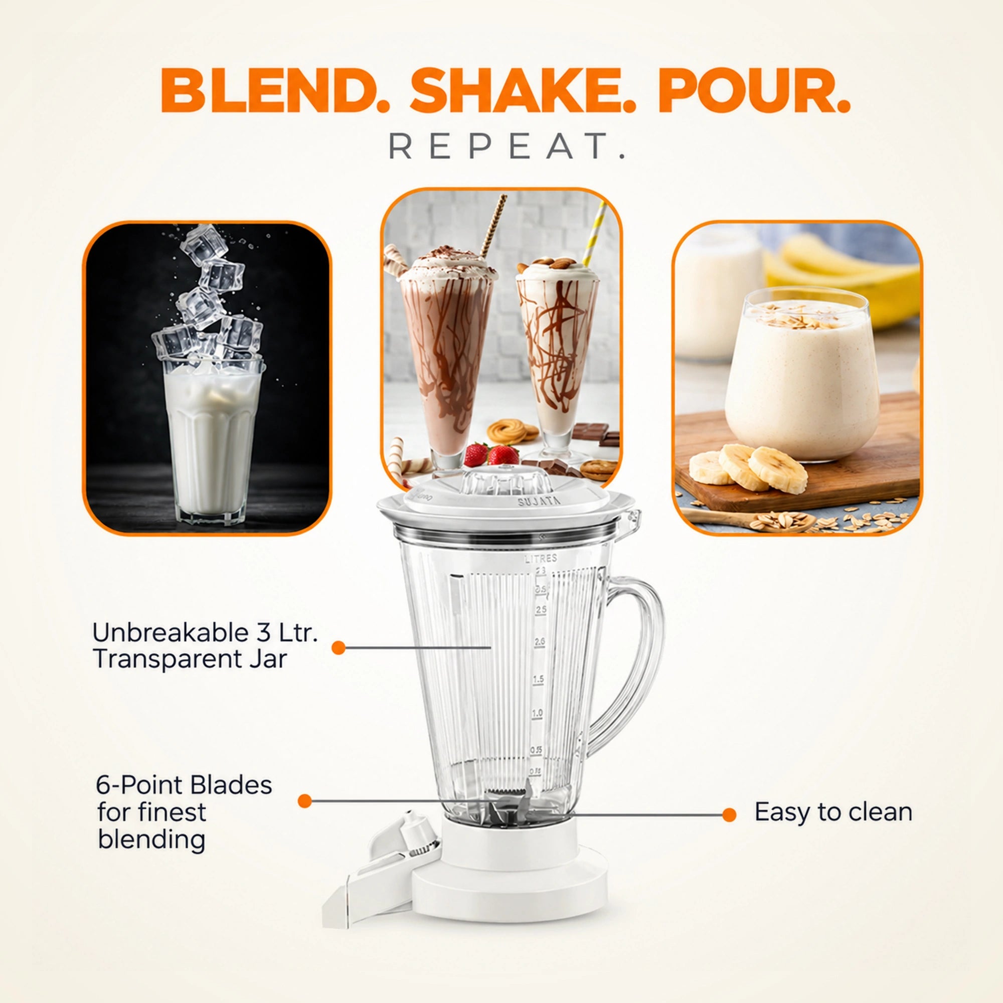 Sujata Megamix 900W Mixer Blender 3L | Eswaran Appliances