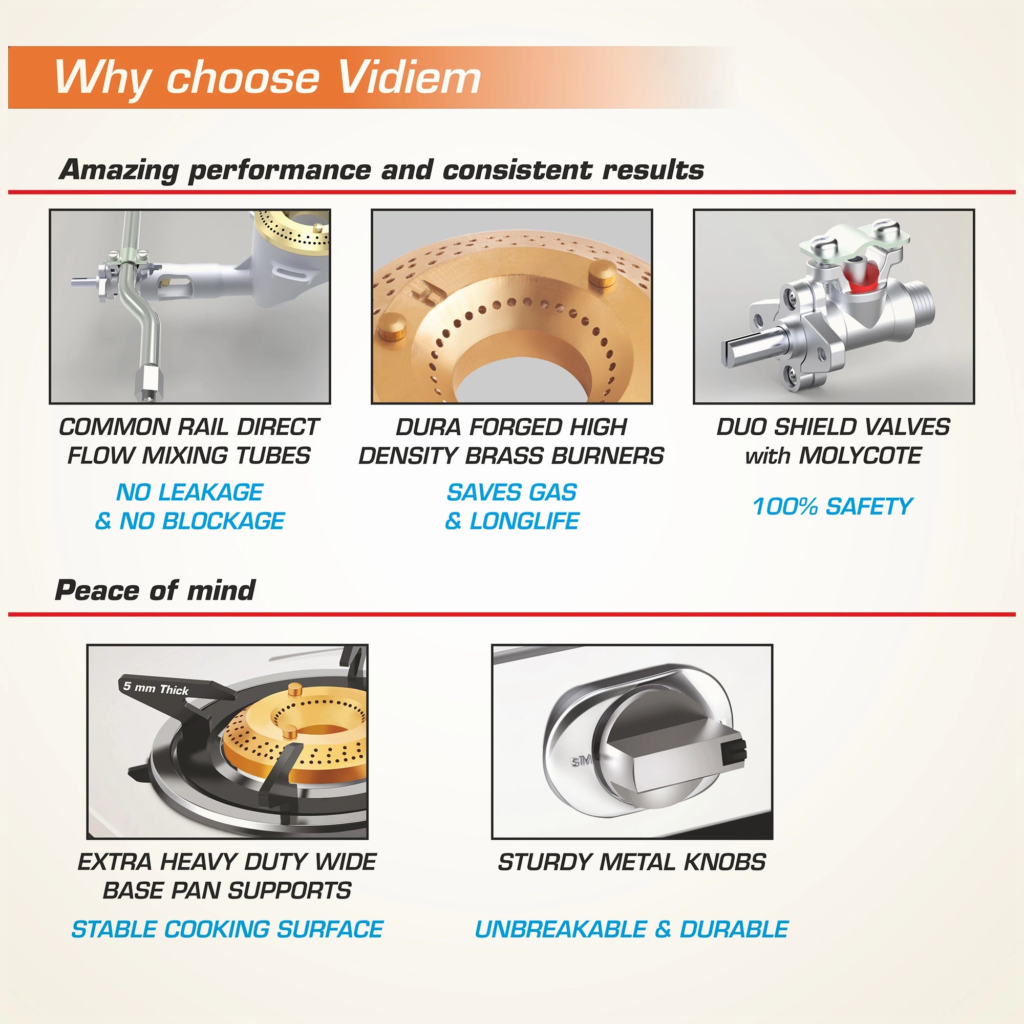 Vidiem Tusker 3 Burner Gas Stove | Eswaran Appliances